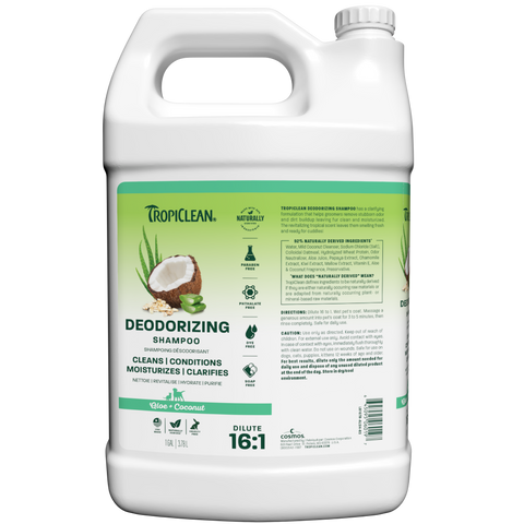 TropiClean Aloe & Coconut Deodorizing Shampoo for Pets, 1 gal NEW LABEL