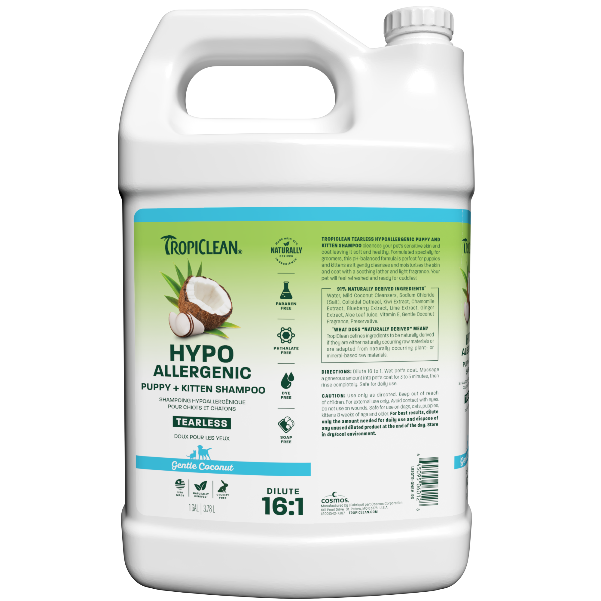TropiClean Gentle Coconut Hypoallergenic Puppy & Kitten Shampoo, 1 gal NEW LABEL