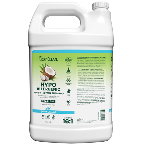 TropiClean Gentle Coconut Hypoallergenic Puppy & Kitten Shampoo, 1 gal NEW LABEL