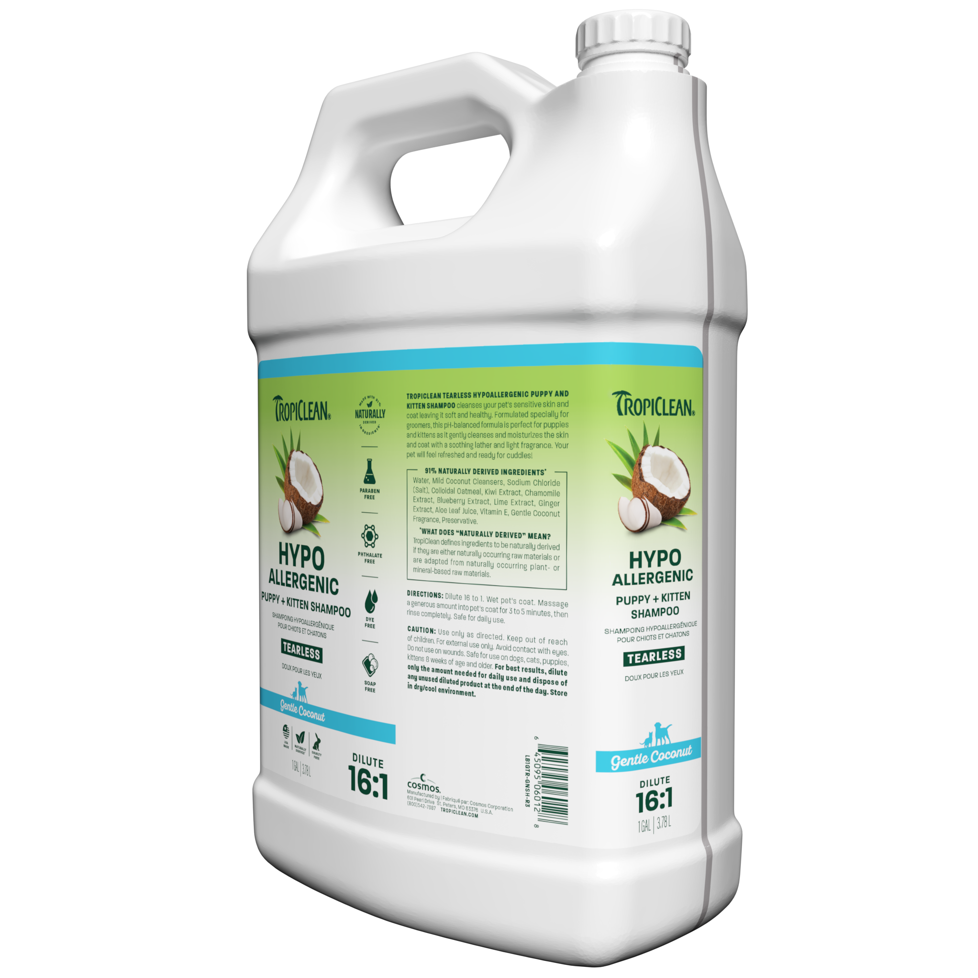 TropiClean Gentle Coconut Hypoallergenic Puppy & Kitten Shampoo, 1 gal NEW LABEL