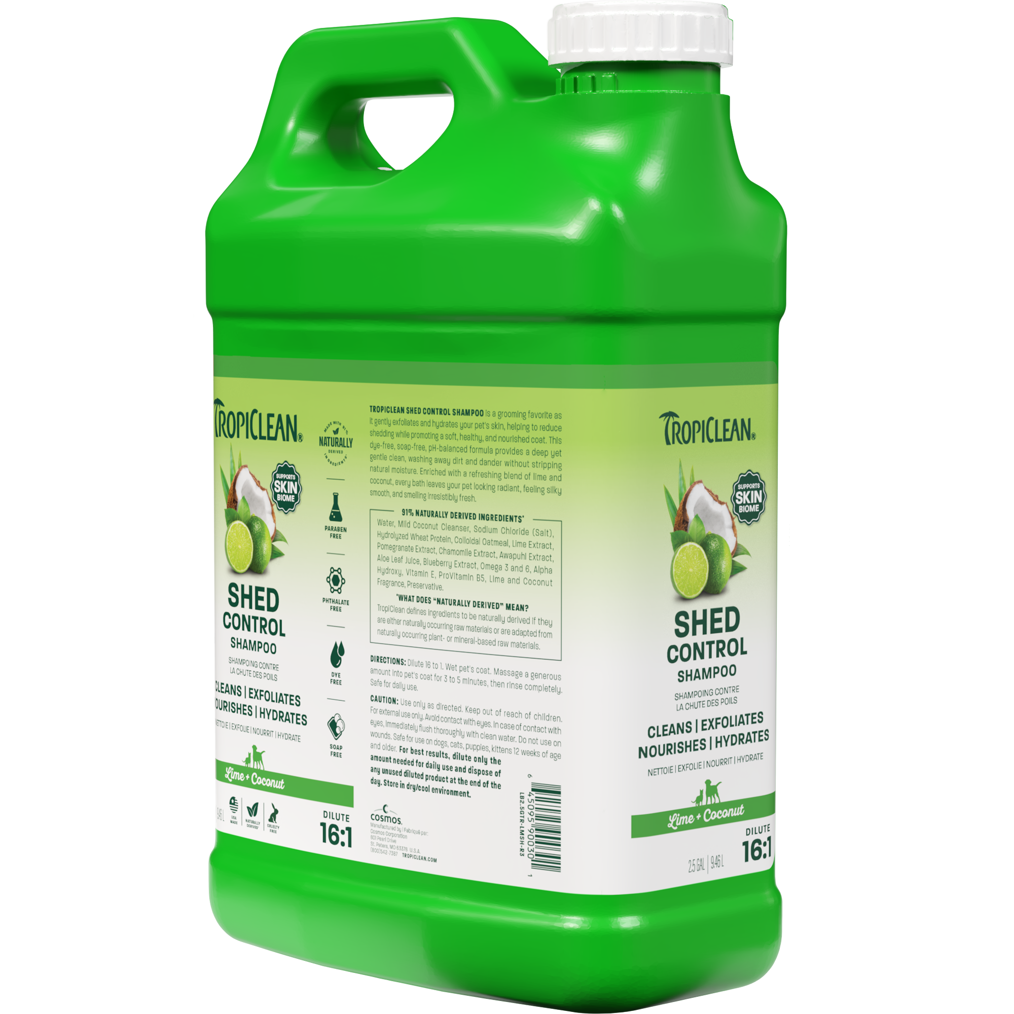 TropiClean Lime & Coconut Shed Control Shampoo for Pets, 2.5 gal