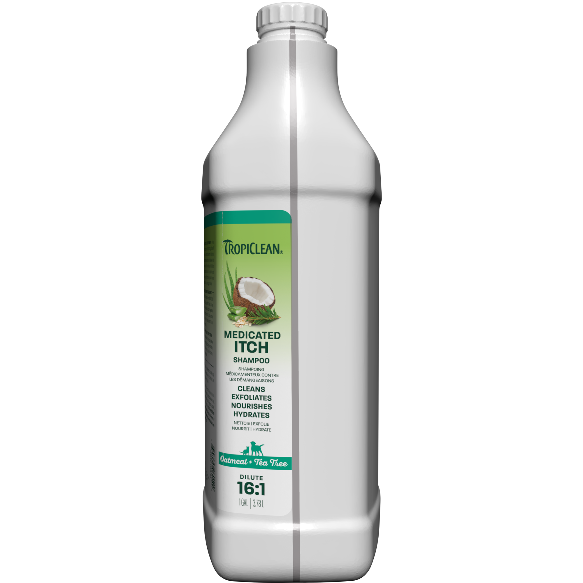 TropiClean Oatmeal & Tea Tree Medicated Itch Relief Shampoo for Pets, 1 gal
