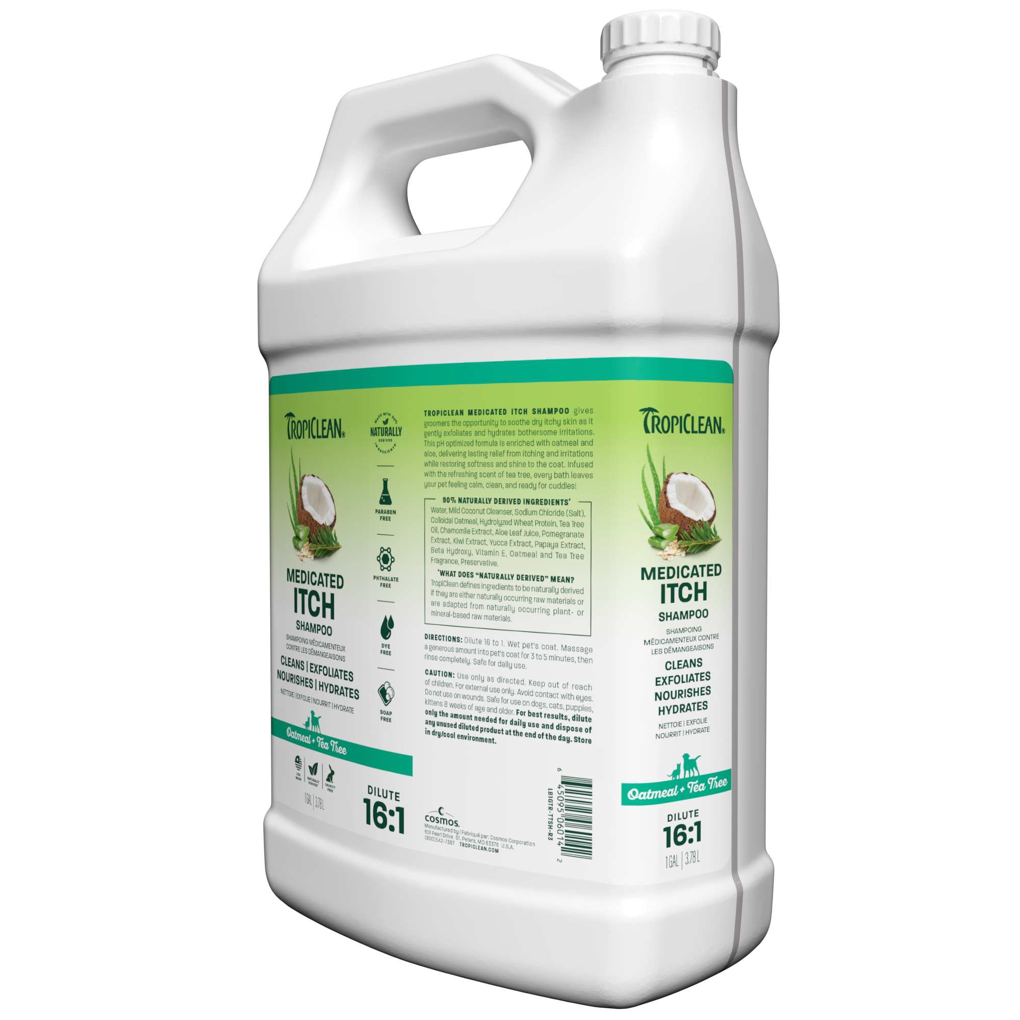TropiClean Oatmeal & Tea Tree Medicated Itch Relief Shampoo for Pets, 1 gal
