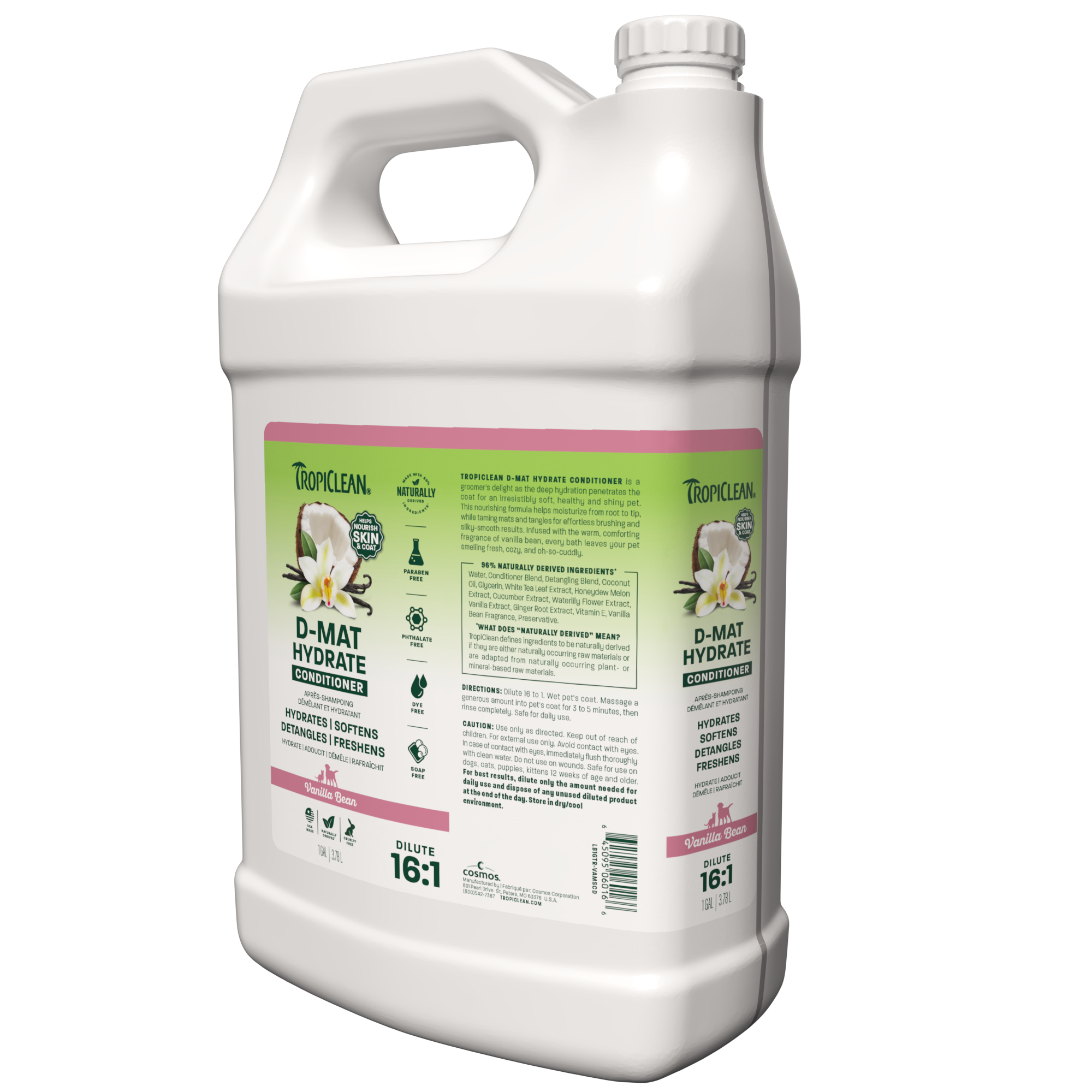 TropiClean Vanilla Bean D-Mat, Hydrate & Shine Pet Conditioner, 1 gal