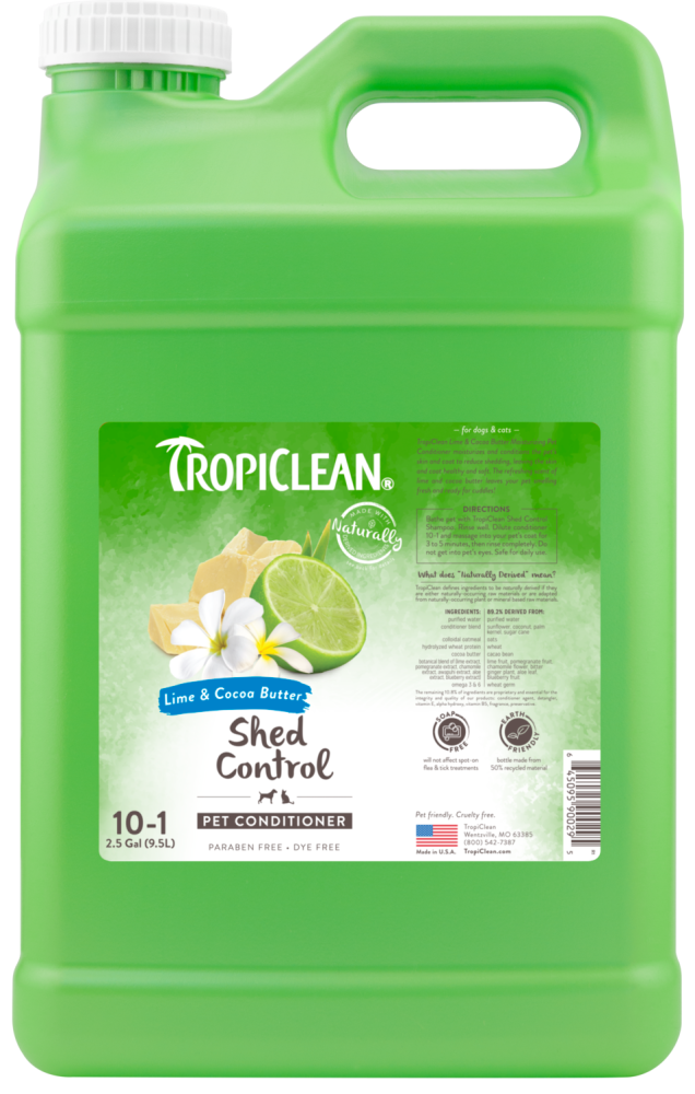TropiClean Lime & Cocoa Butter Shed Control Conditioner for Pets, 2.5 gal
