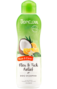 TropiClean Neem & Citrus Flea & Tick Relief Shampoo for Dogs, 20oz - Lined Cap
