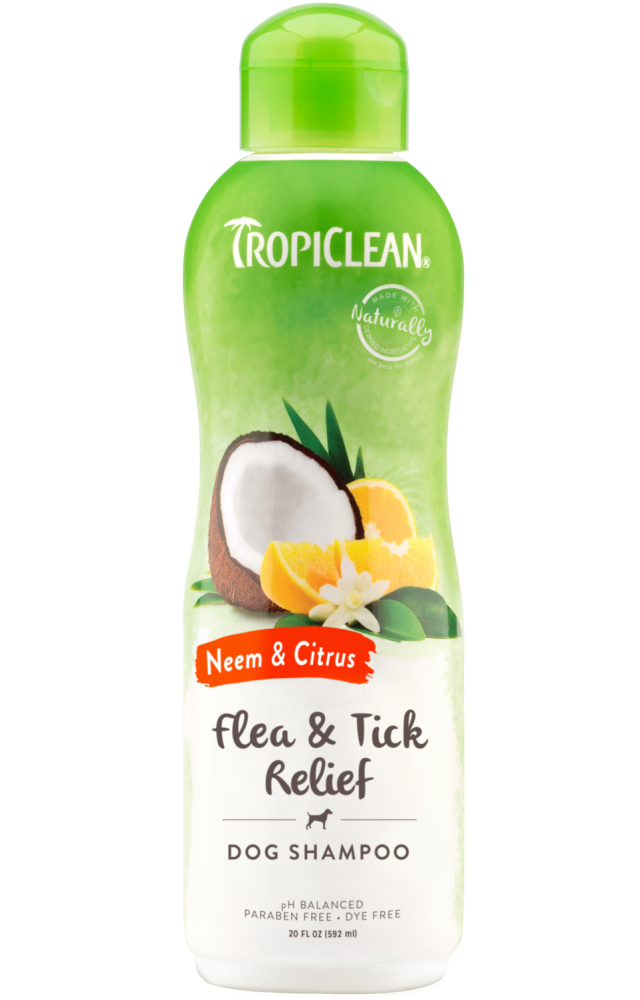 TropiClean Neem & Citrus Flea & Tick Relief Shampoo for Dogs, 20oz - Lined Cap