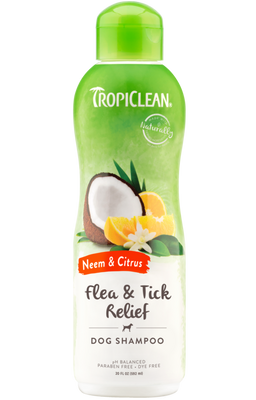 TropiClean Neem & Citrus Flea & Tick Relief Shampoo for Dogs, 20oz - Lined Cap