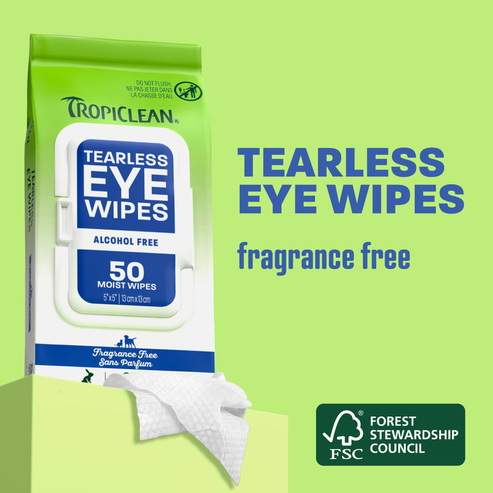 TropiClean Tearless Eye Wipes, 50ct - 4 Pack