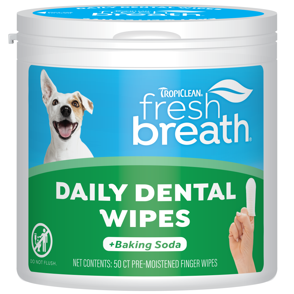 TropiClean Fresh Breath Finger Dental Wipes, 50ct