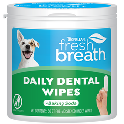 TropiClean Fresh Breath Finger Dental Wipes, 50ct