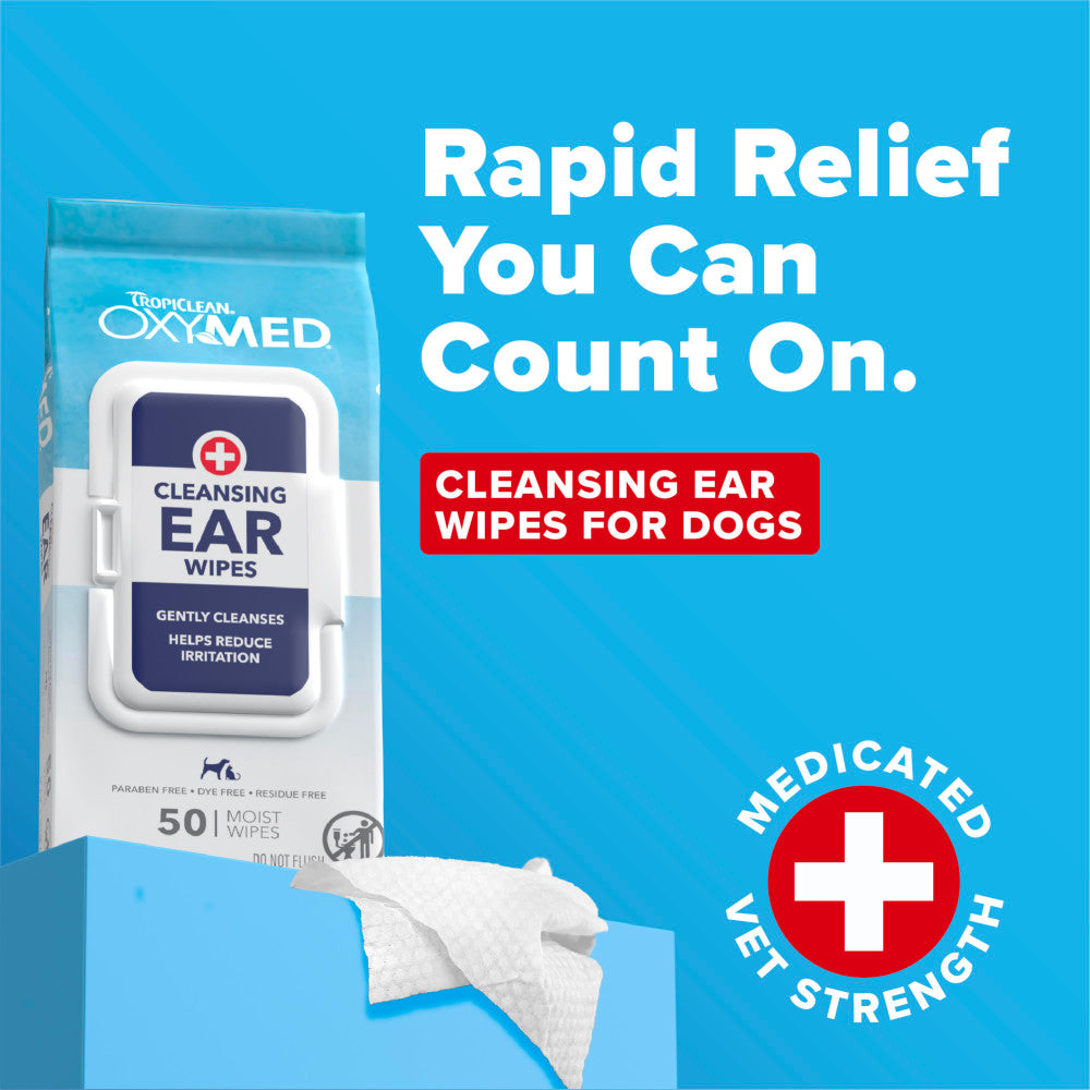 TropiClean OxyMed Cleansing Ear Wipes, 50ct - 4 Pack