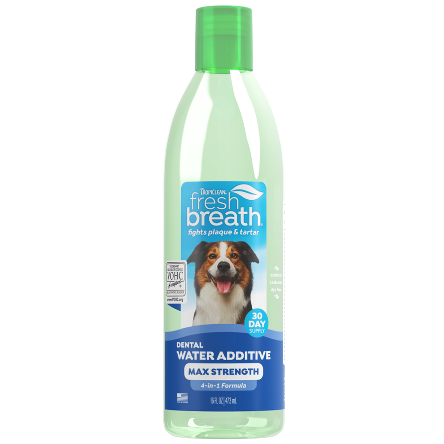TropiClean Fresh Breath Max Strength Dental Water Additive for Dogs, 16oz