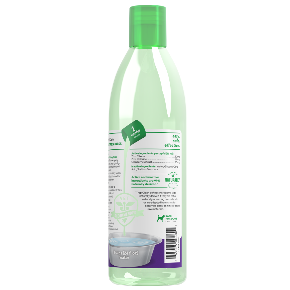 TropiClean Fresh Breath Dental Water Additive + Urinary Tract Support for Cats, 16oz