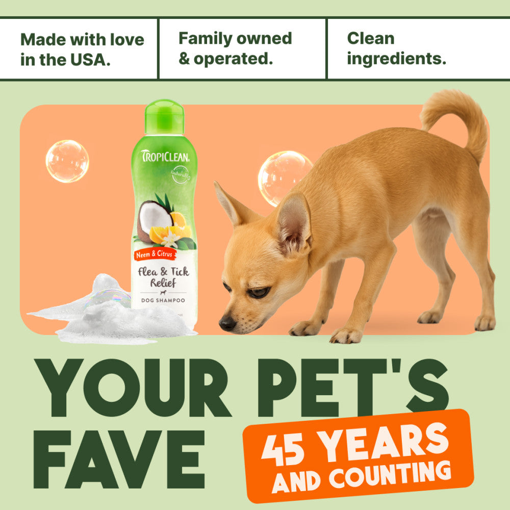 TropiClean Neem & Citrus Flea & Tick Relief Shampoo for Dogs, 1 gal