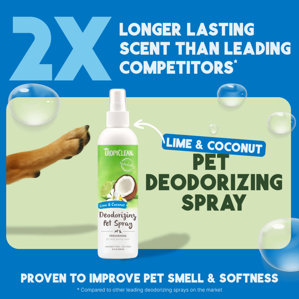 TropiClean Lime & Coconut Deodorizing Spray for Pets, 8oz