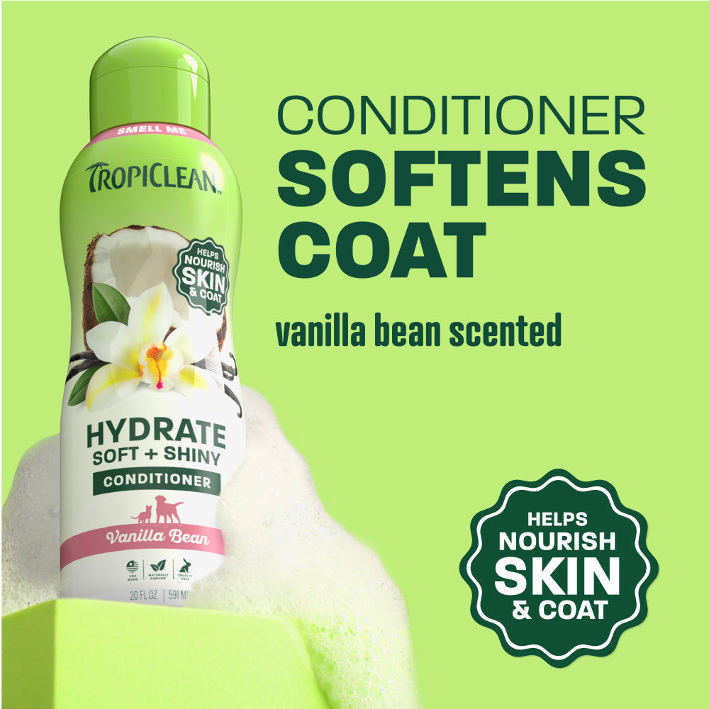TropiClean Hydrate Soft + Shiny Conditioner, 20oz - Lined Cap
