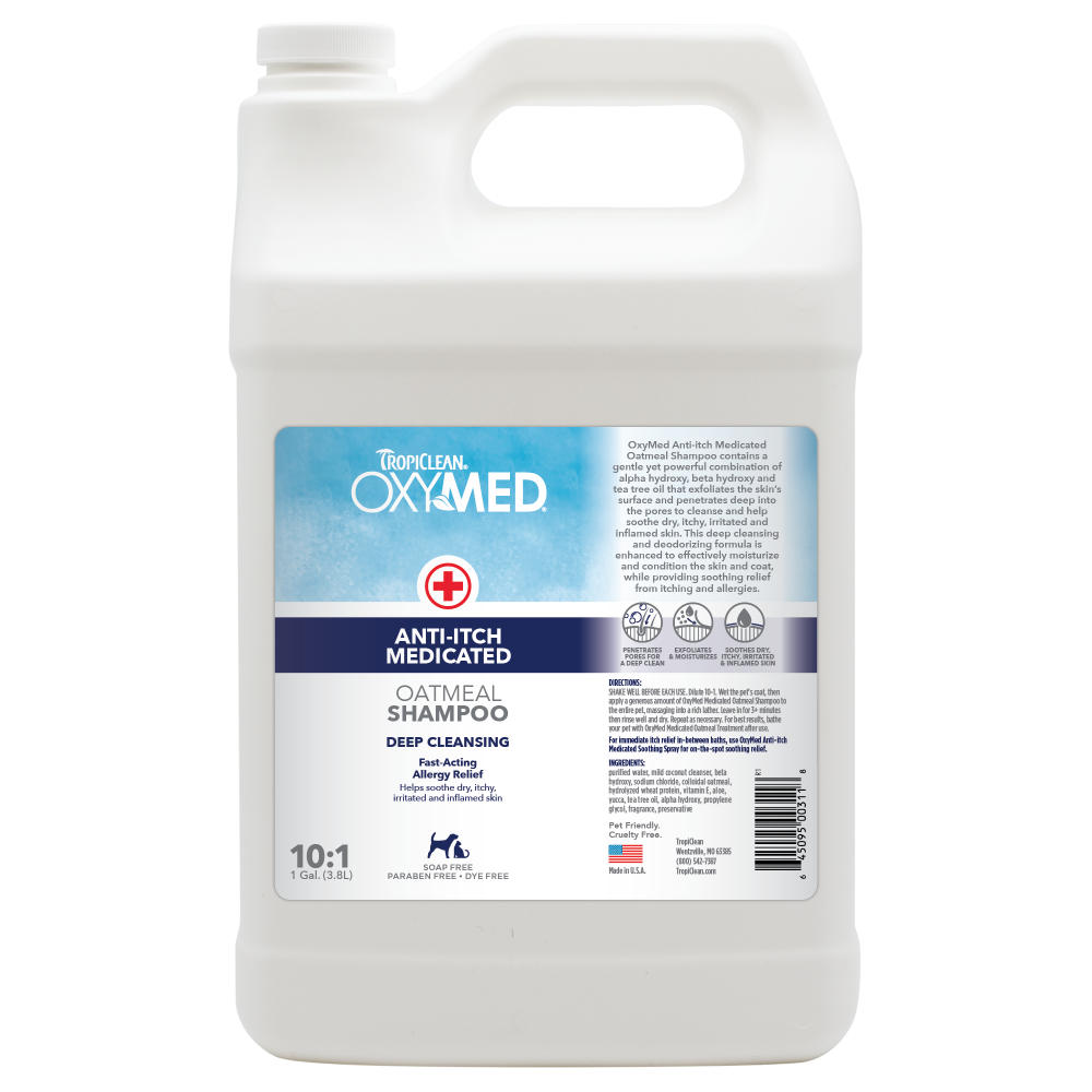 TropiClean OxyMed Medicated Anti Itch Shampoo for Pets, 1 gal