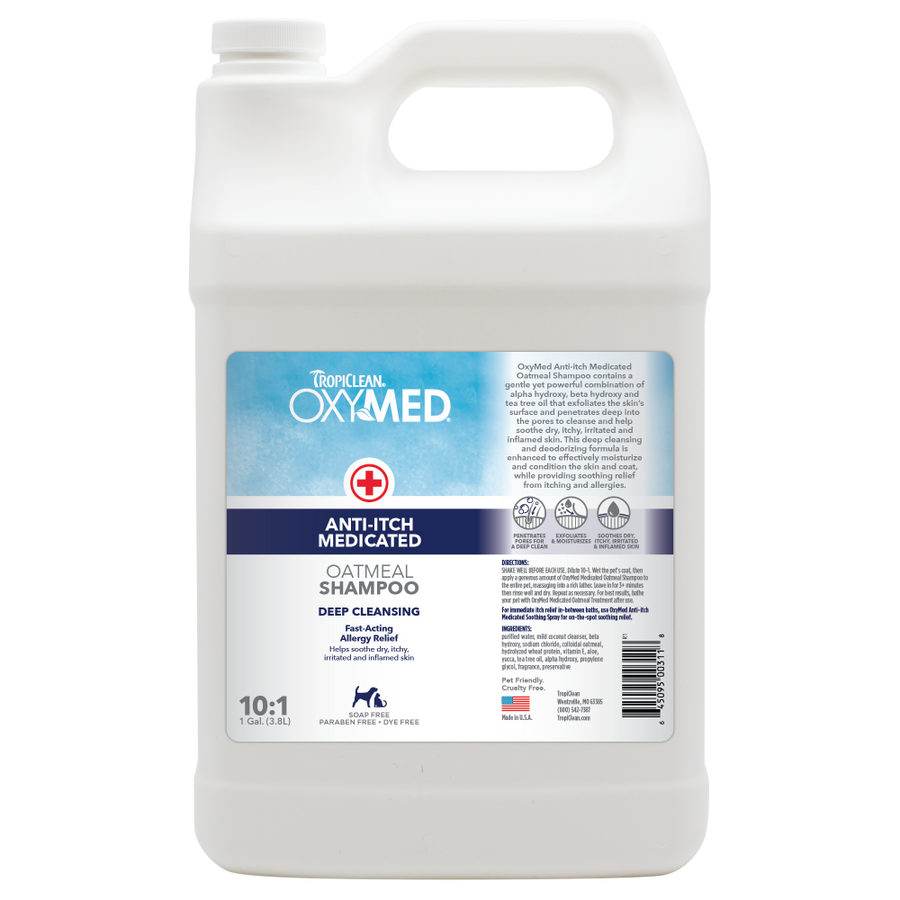 TropiClean OxyMed Medicated Anti Itch Shampoo for Pets, 1 gal