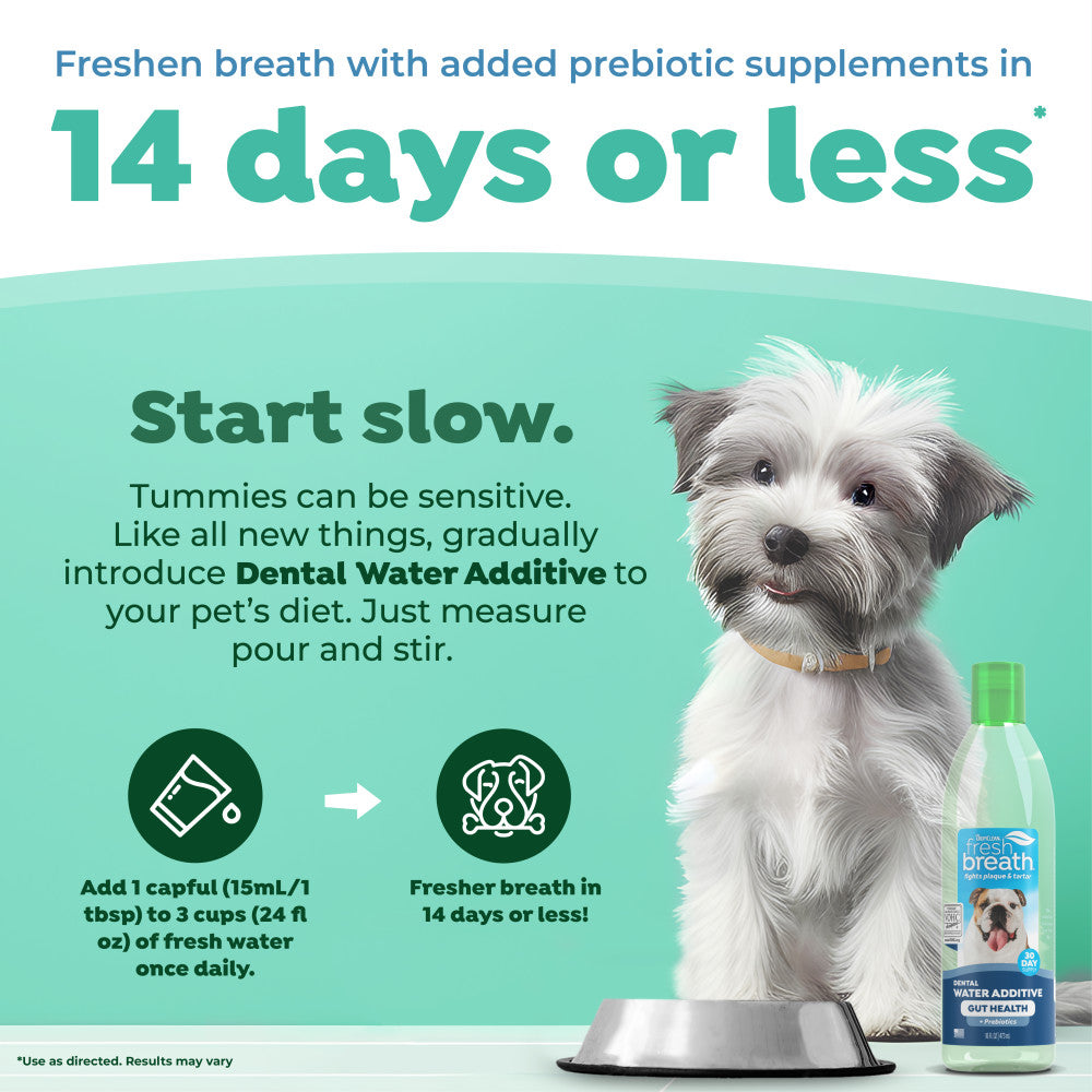 TropiClean Fresh Breath Dental Water Additive Plus Digestive Support for Dogs, 16oz