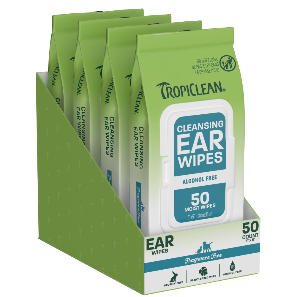 TropiClean Ear Cleansing Wipes, 50ct  - 4 Pack