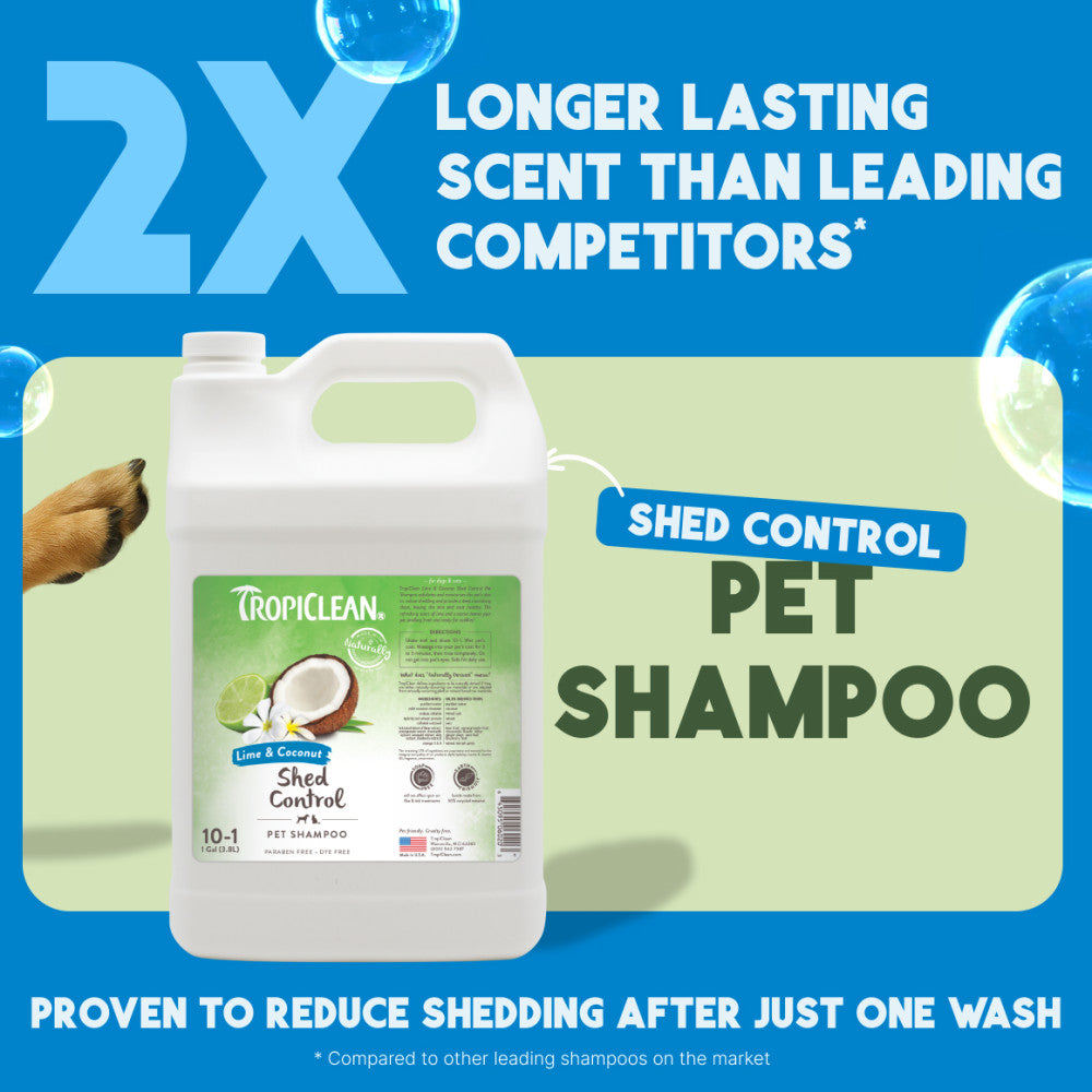 TropiClean Lime & Coconut Shed Control Shampoo for Pets, 1 gal