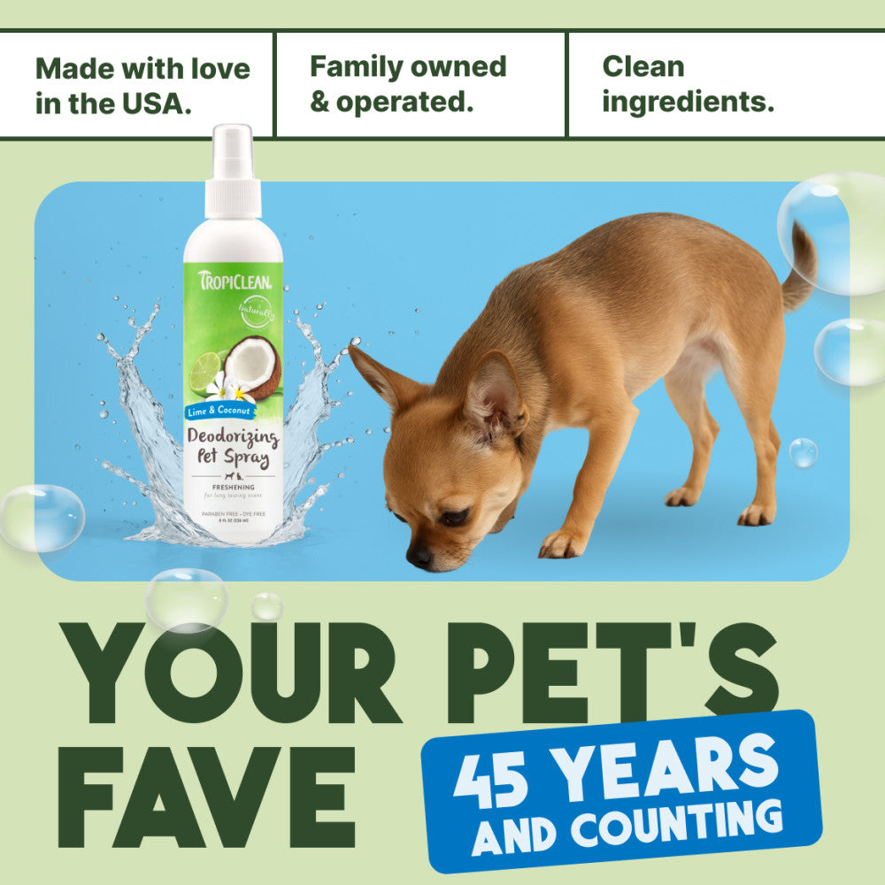 TropiClean Lime & Coconut Deodorizing Spray for Pets, 8oz