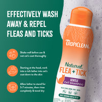 TropiClean Natural* Flea + Tick Gentle Cat Shampoo, 12oz