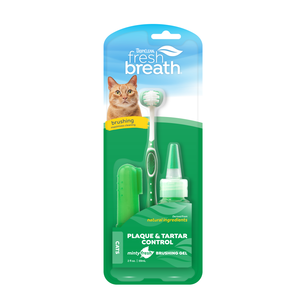 TropiClean Fresh Breath Plaque & Tartar Control Kit for Cats