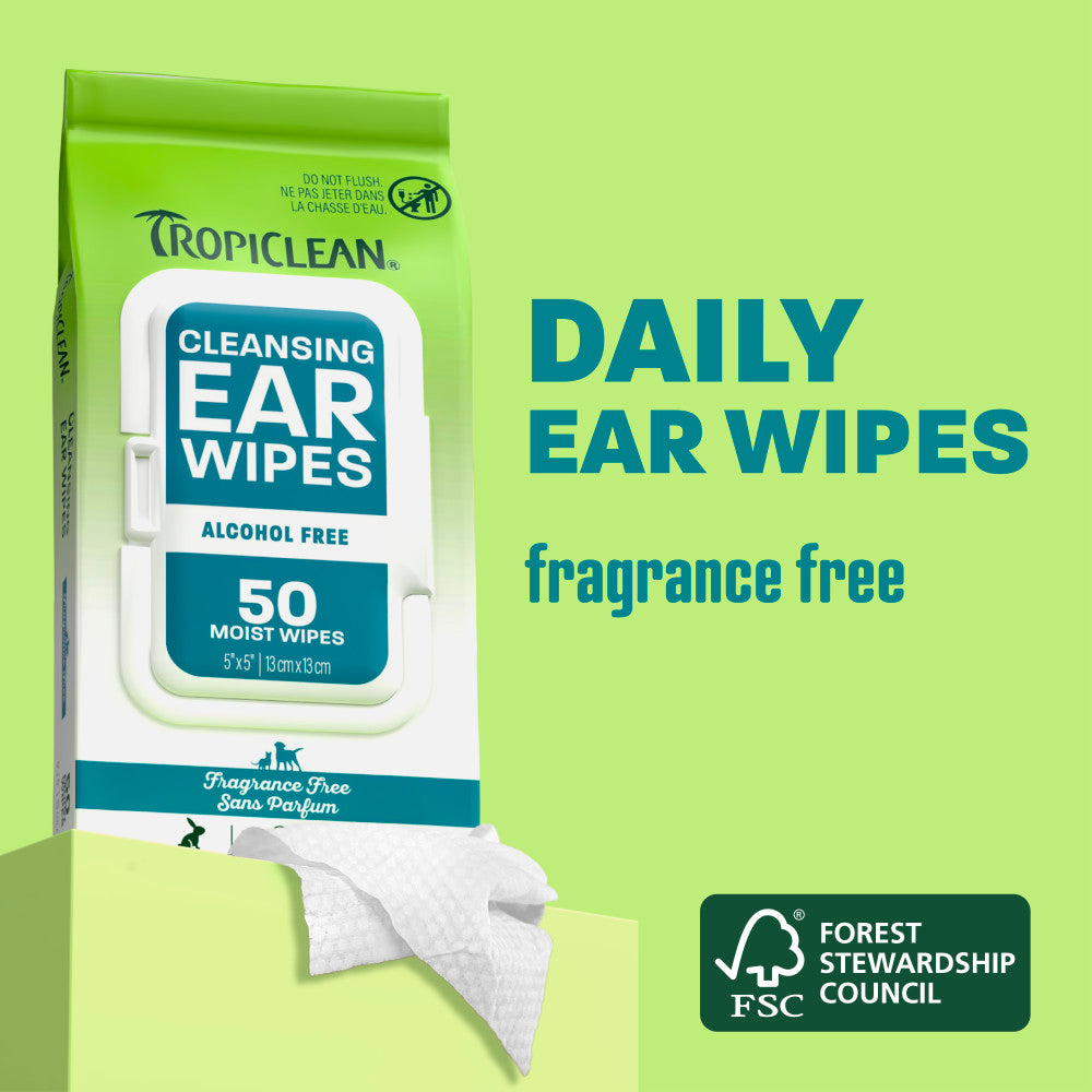 TropiClean Ear Cleansing Wipes, 50ct  - 4 Pack