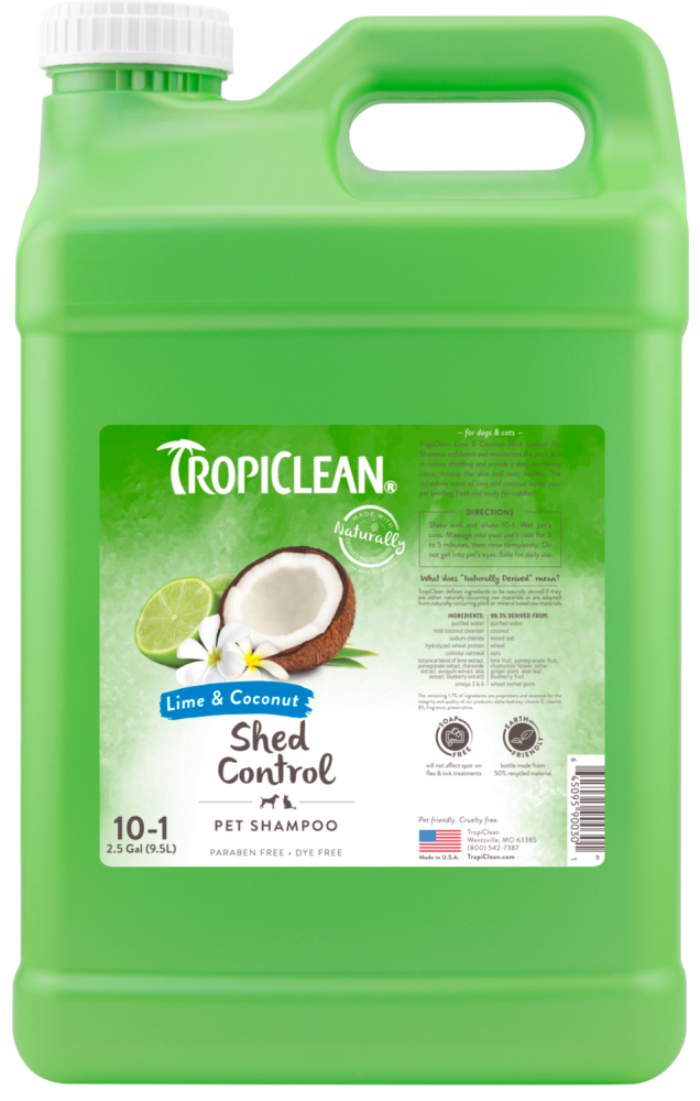 TropiClean Lime & Coconut Shed Control Shampoo for Pets, 2.5 gal