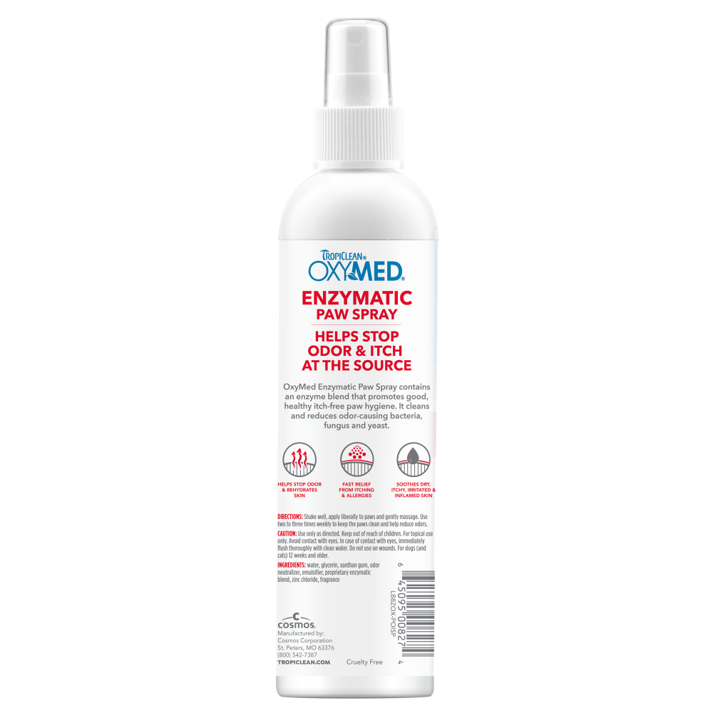 TropiClean OxyMed Enzymatic Paw Odor and Itch Spray, 8oz