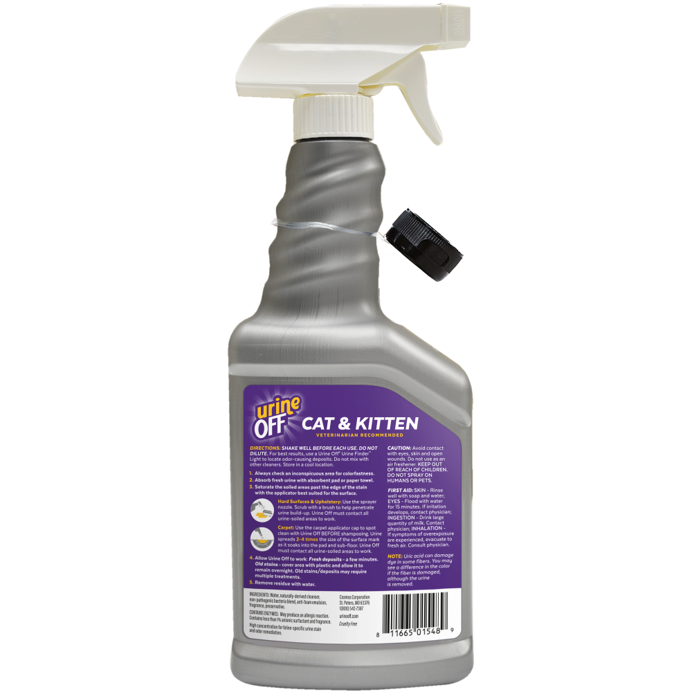 Urine Off Cat & Kitten Hard Surface Sprayer with Carpet Applicator Cap, 16.9oz