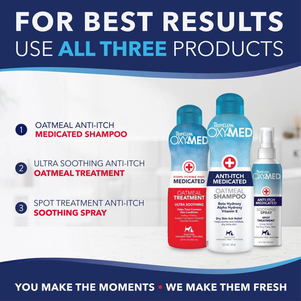 TropiClean OxyMed Medicated Anti-Itch Shampoo for Pets, 20oz