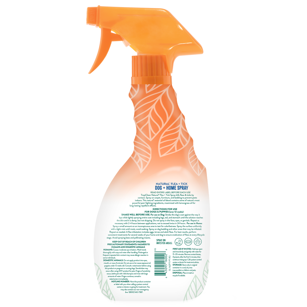 TropiClean Natural* Flea + Tick Dog Spray, 16oz