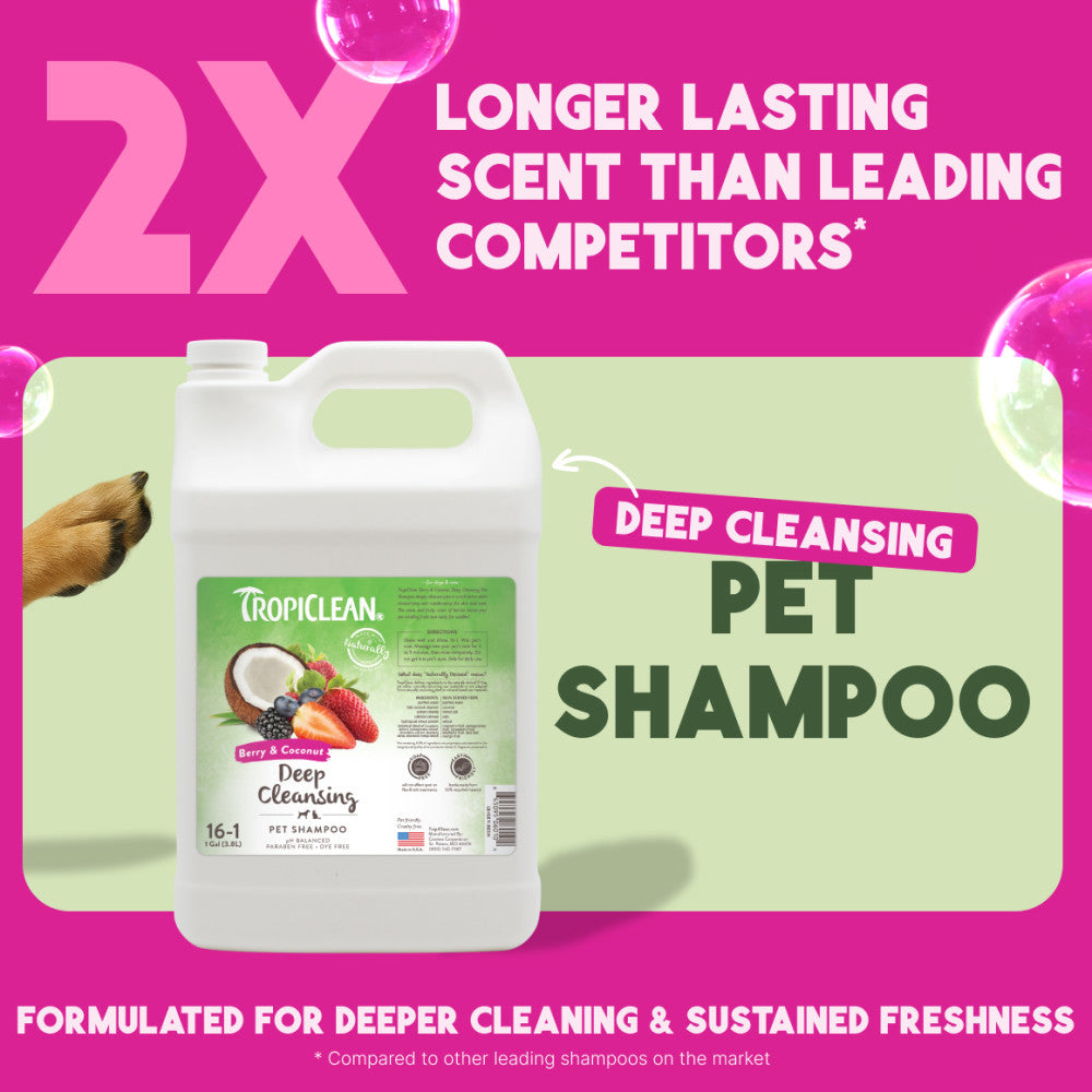 TropiClean Berry & Coconut Deep Cleansing Shampoo for Pets, 1 gal