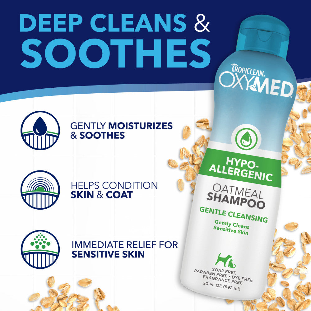 TropiClean OxyMed Hypoallergenic Shampoo for Pets, 20oz