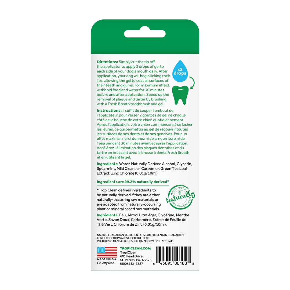 TropiClean Fresh Breath No Brushing Clean Teeth Dental & Oral Care Gel for Dogs, 4oz