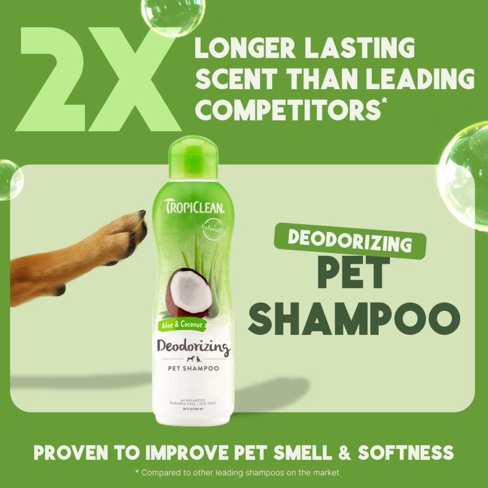 TropiClean Aloe & Coconut Deodorizing Shampoo for Pets, 20oz - Lined Cap
