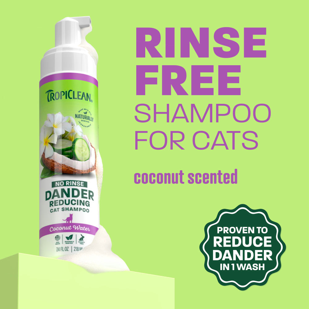 TropiClean No Rinse Dander Reducing Cat Shampoo, 7.4oz