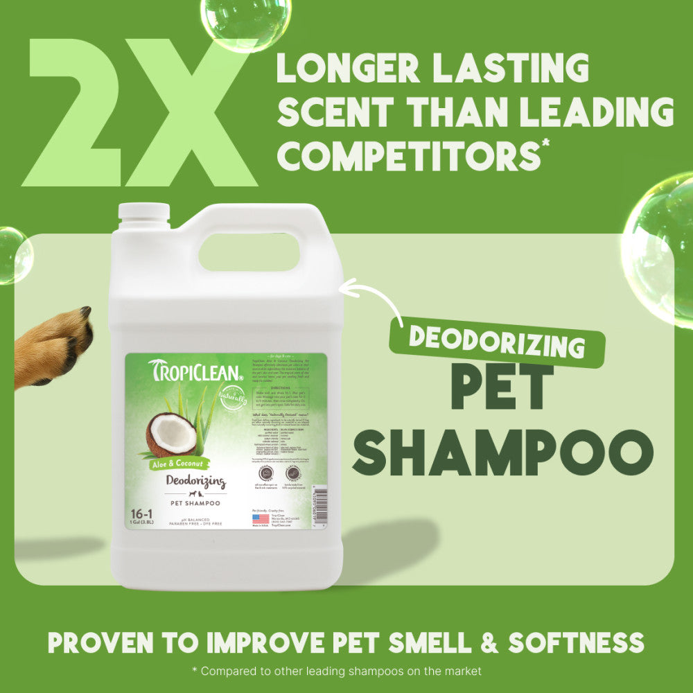 TropiClean Aloe & Coconut Deodorizing Shampoo for Pets, 1 gal