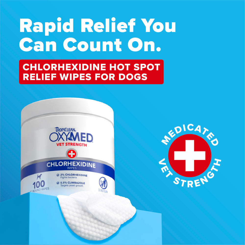 TropiClean OxyMed Chlorhexidine Wipes, 100ct