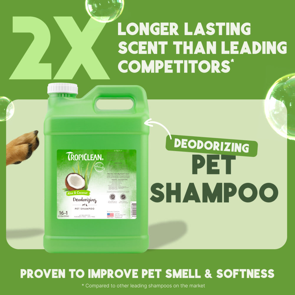 TropiClean Aloe & Coconut Deodorizing Shampoo for Pets, 2.5 gal