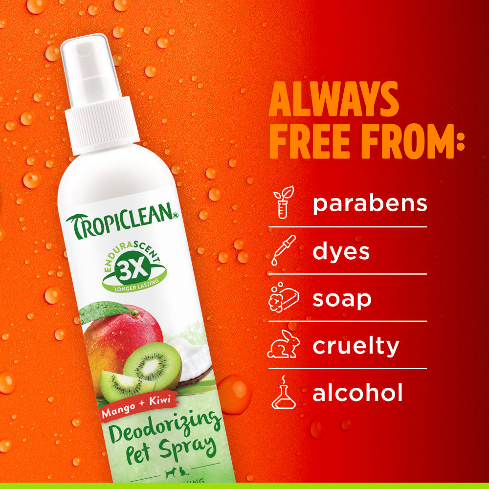 TropiClean EnduraScent Mango Kiwi Deodorizing Spray, 8oz