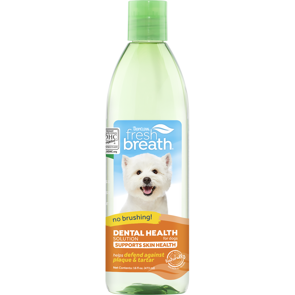 TropiClean Fresh Breath Dental Health Solution Supports Skin Health for Dogs, 16oz