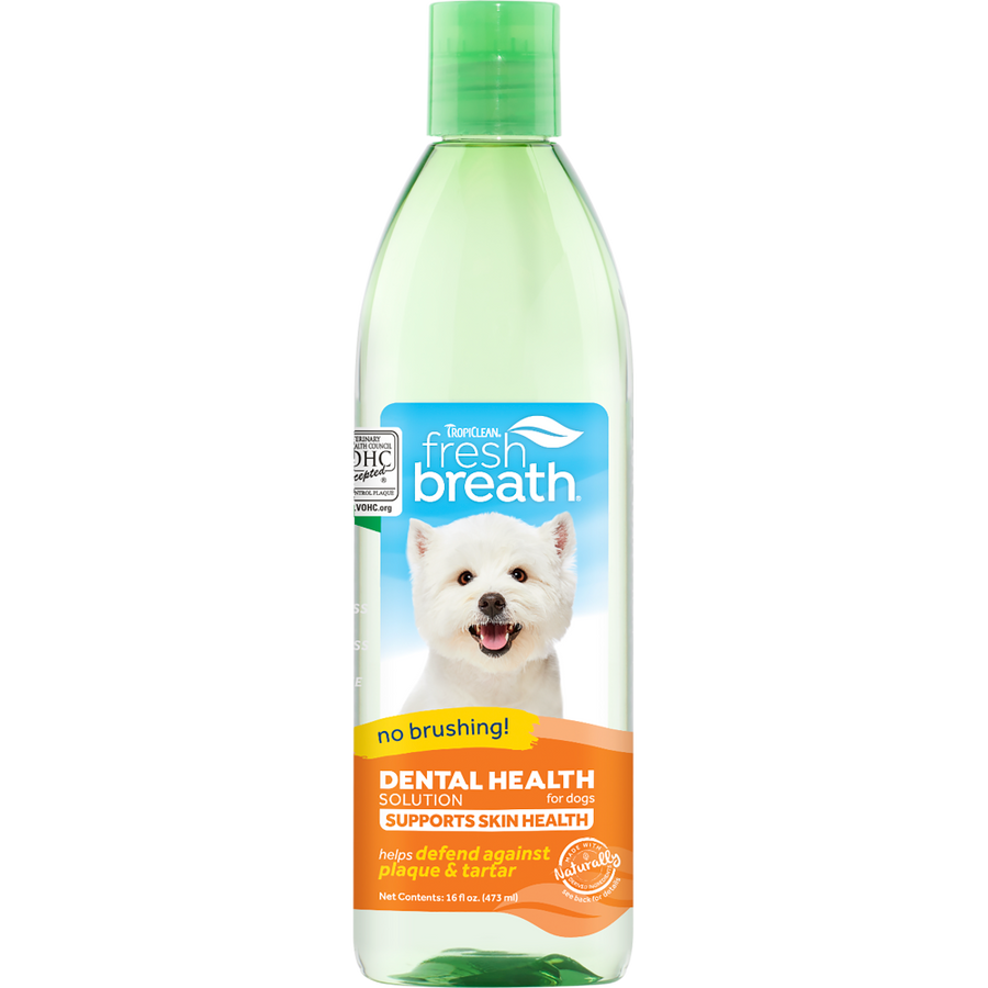 TropiClean Fresh Breath Dental Health Solution Supports Skin Health for Dogs, 16oz