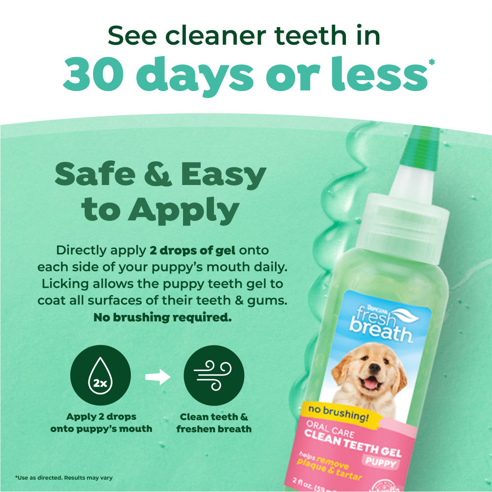 TropiClean Fresh Breath No Brushing Clean Teeth Dental & Oral Care Gel for Puppies, 2oz