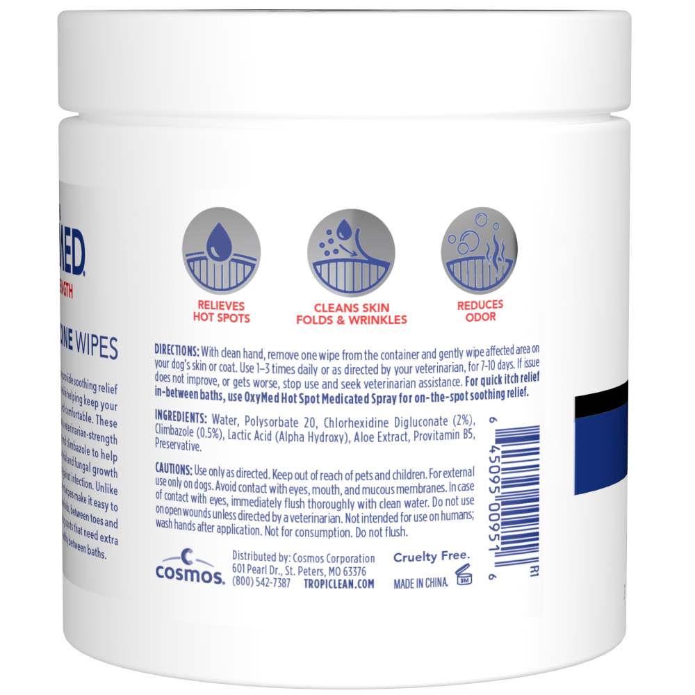 TropiClean OxyMed Chlorhexidine Wipes, 100ct