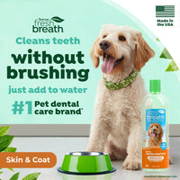 TropiClean Fresh Breath Dental Health Solution Supports Skin Health for Dogs, 33.8oz