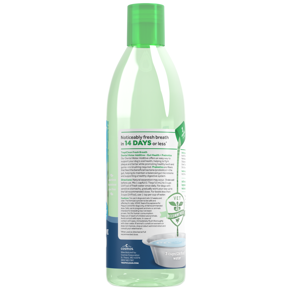 TropiClean Fresh Breath Dental Water Additive Plus Digestive Support for Dogs, 16oz